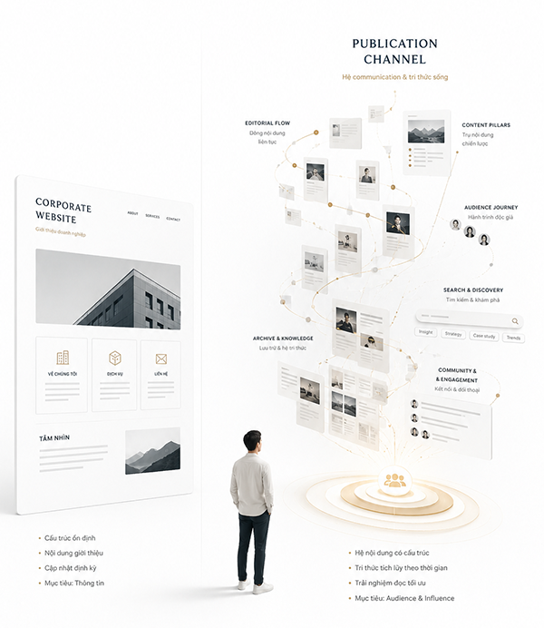 Xây kênh nội dung khác gì với làm website doanh nghiệp?