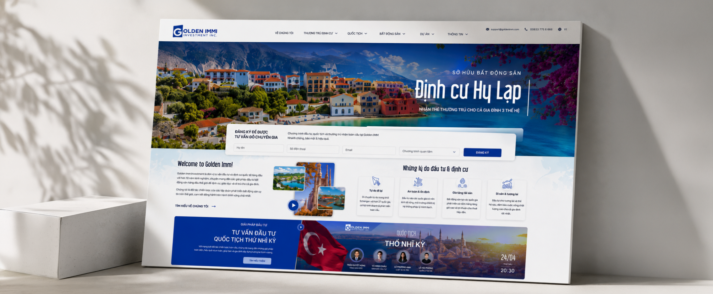 Thiết kế website cho Công ty chuyên về tư vấn định cư và đầu tư quốc tế Golden Immi