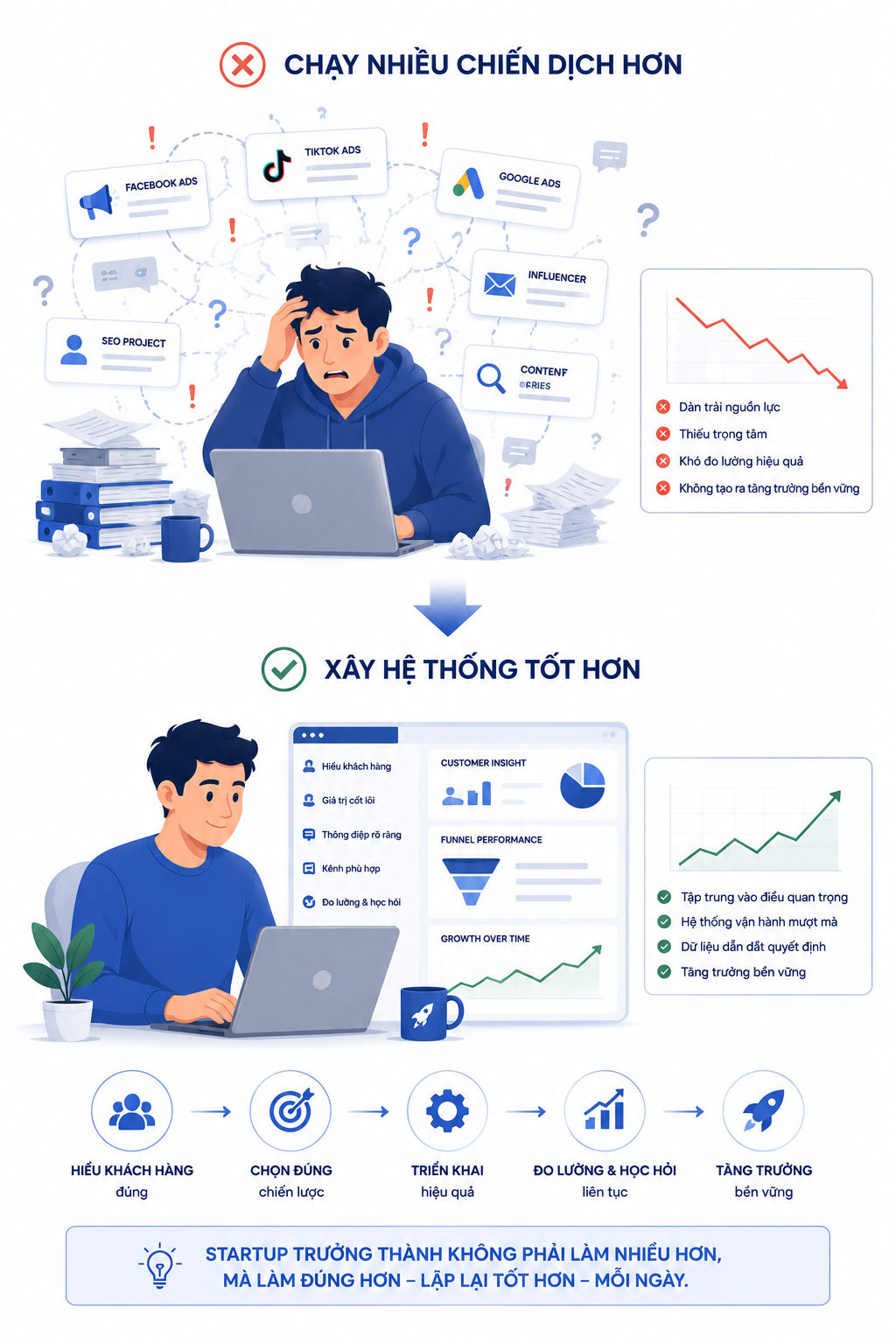 Một startup trưởng thành không phải startup chạy nhiều chiến dịch hơn