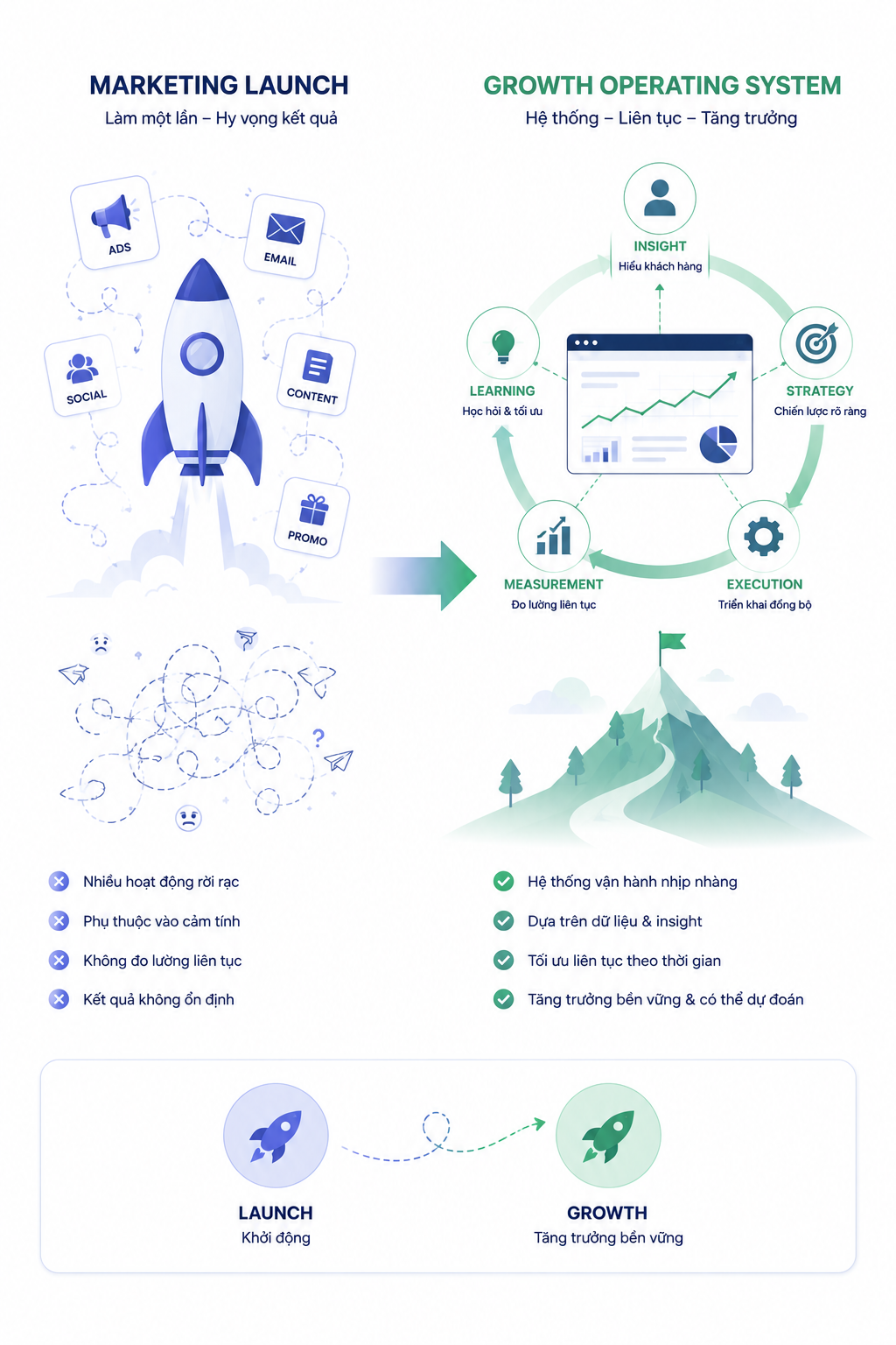 Từ “marketing launch” sang “growth operating system”