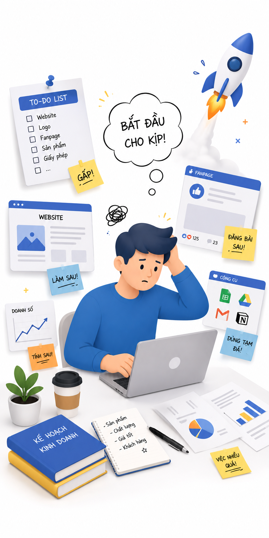 Khi doanh nghiệp mới thường chỉ tập trung vào “bắt đầu cho kịp”